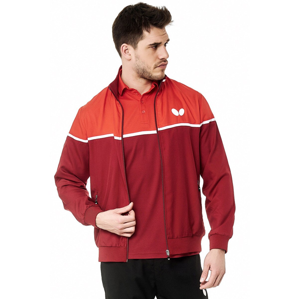 Kosay Track Jacket: Red, Model